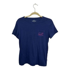 Vineyard Vines Pocket Tee S Navy Pink Whale Logo Preppy Coastal $49.50 Retail M